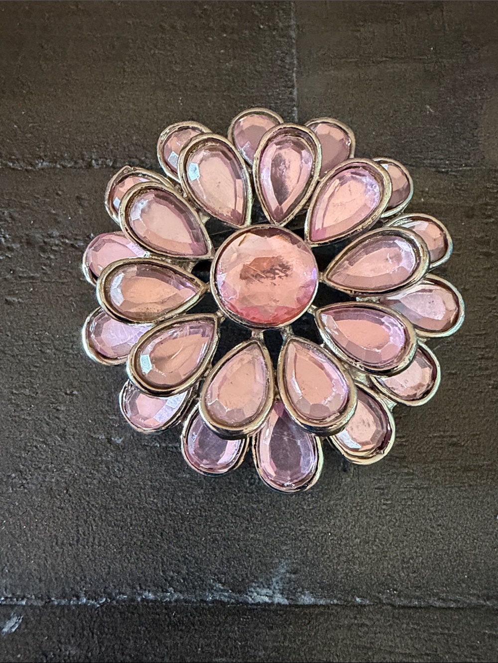 Pink Floral Crystal Belt Buckle Accent